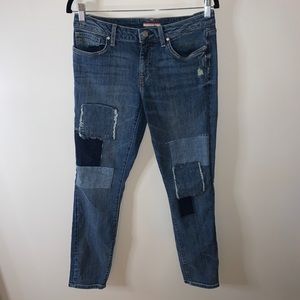 Denim patch work jeans